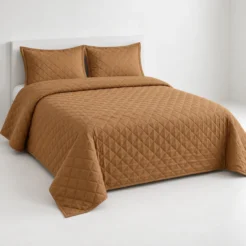 Minimalist Tan Quilted Bed Set