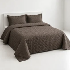 Minimalist Taupe Quilted Bed