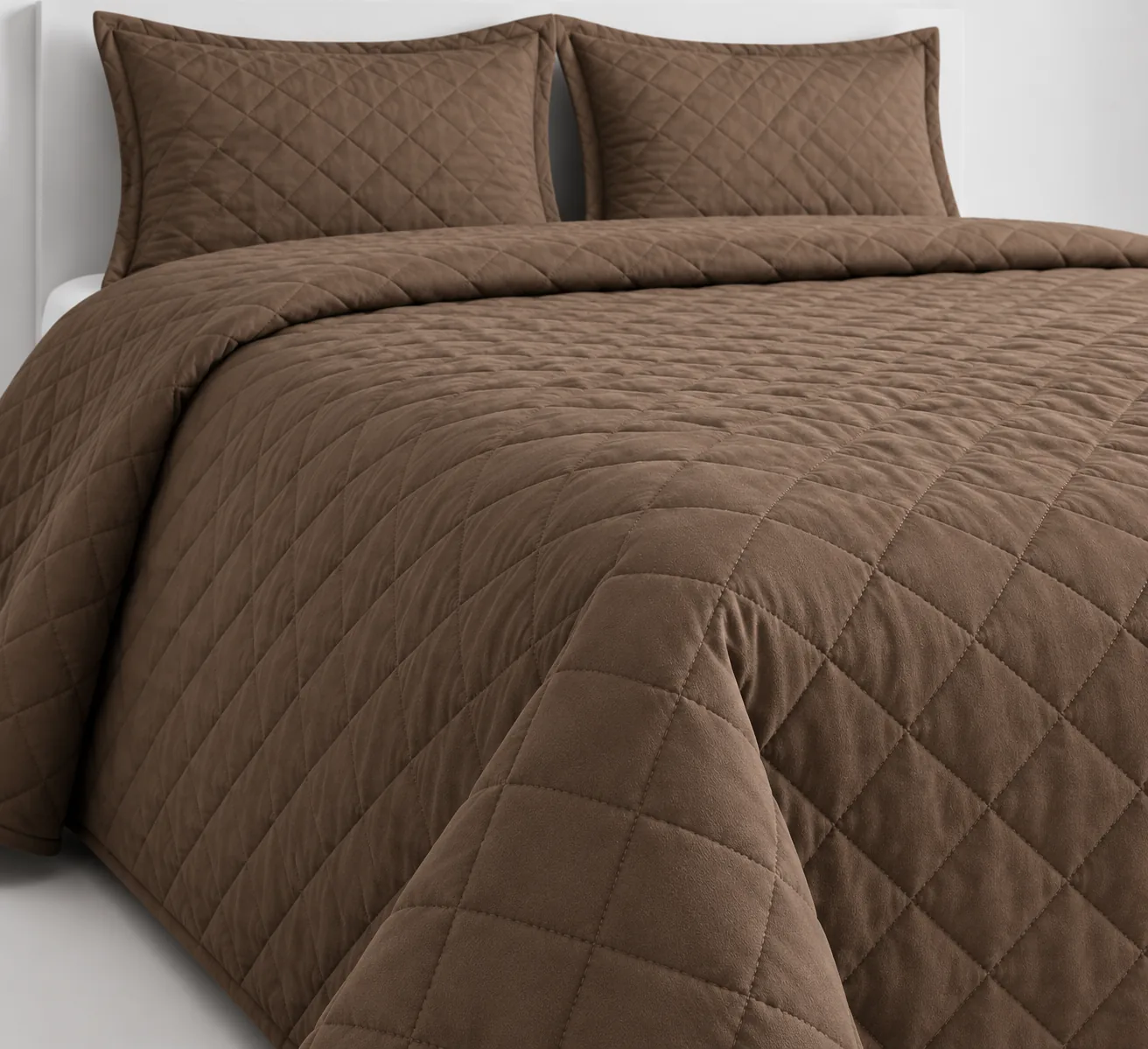 Taupe Diamond-Quilted Bedding Set