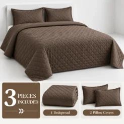 Taupe Quilted Bedding Set Advertisement