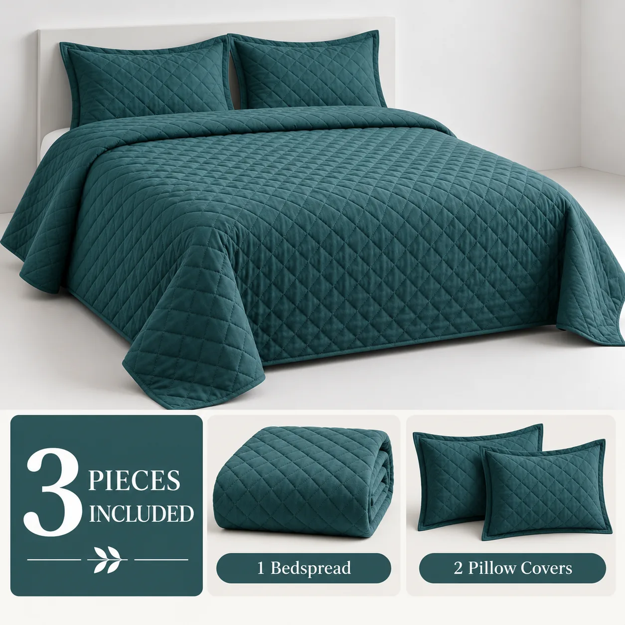Teal Quilted Bedding Set Showcase