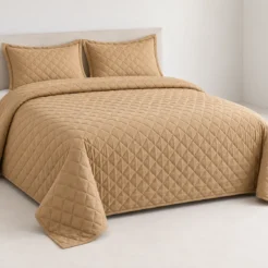 Alternative view of Sand Beige Diamond Quilted Bedspread Set (3 Pcs)