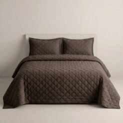 Dark Mocha Diamond Quilted Bedspread Set 3 Pcs