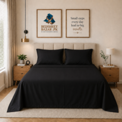 Black Pure Cotton Plain Bed sheet
