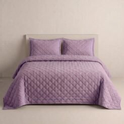 Lavender Diamond Quilted Bedspread Set 3 Pcs
