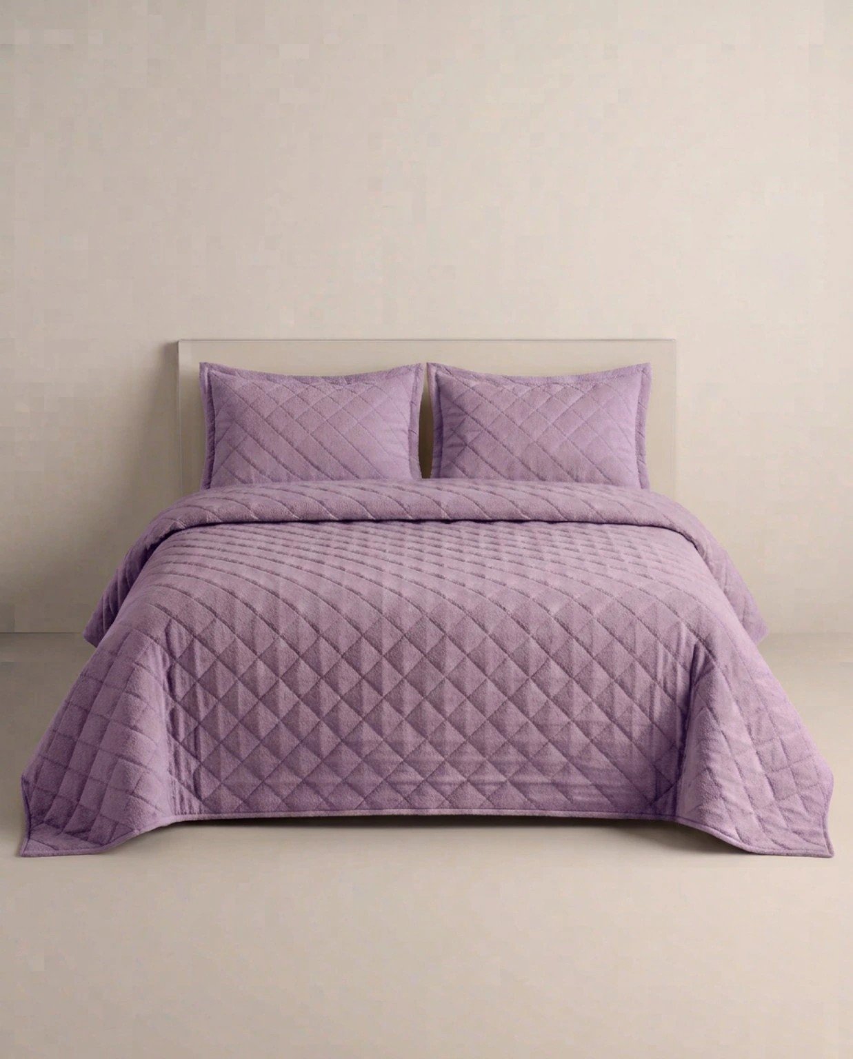 Lavender Diamond Quilted Bedspread Set 3 Pcs