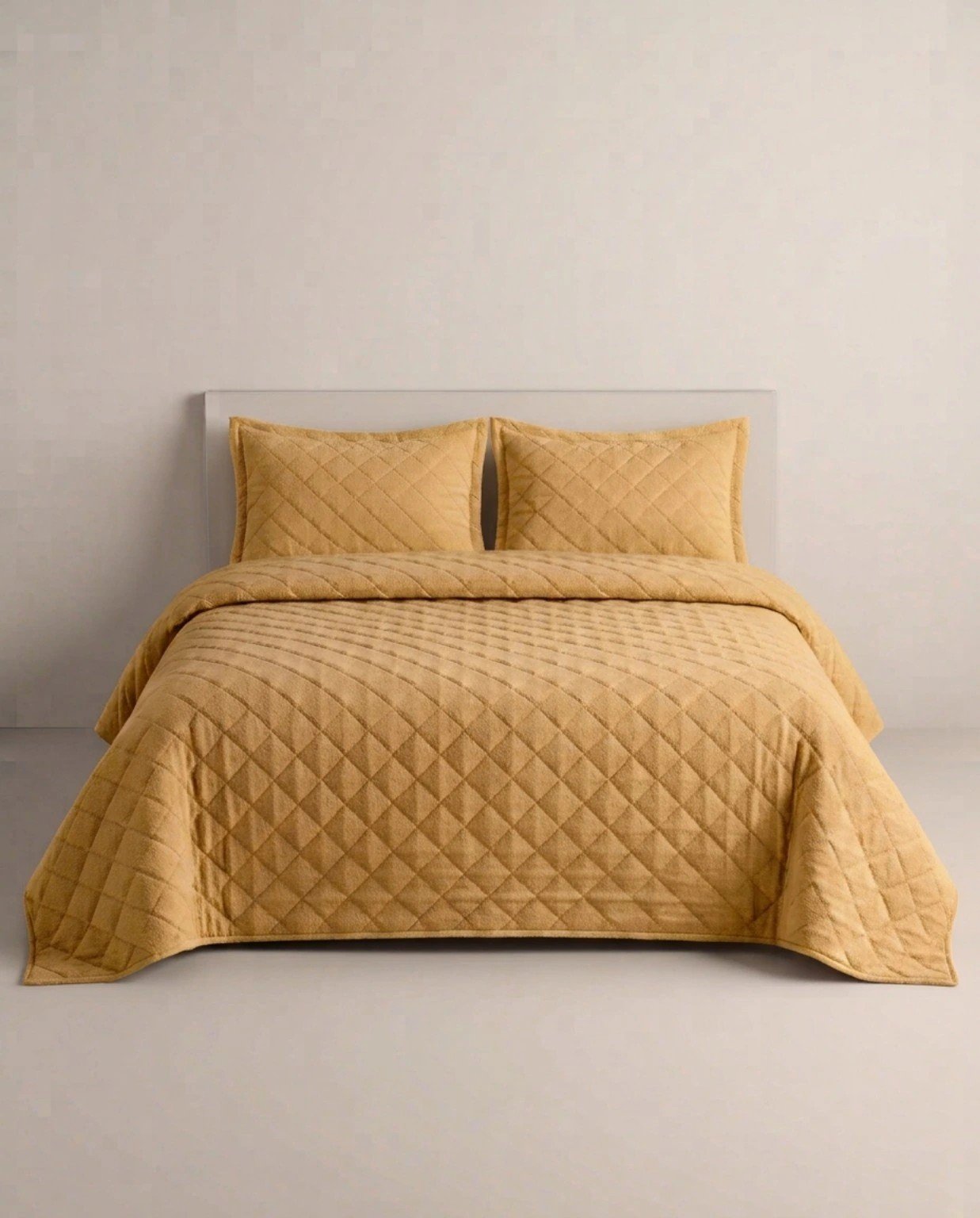 Mustard Diamond Quilted Bedspread Set 3 Pcs