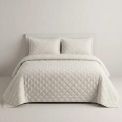 White Diamond Quilted Bedspread Set 3 Pcs