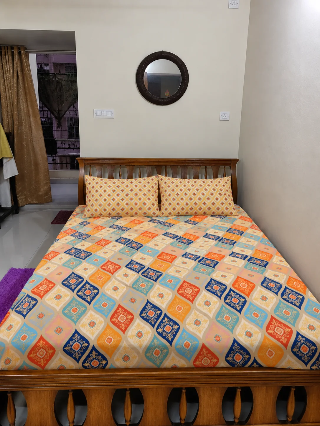Colorful patchwork bedsheet
