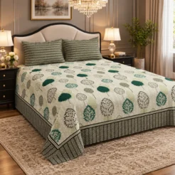 Alternative view of Green Tree Botanical King Size Printed Bedsheet