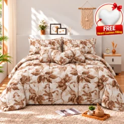 Beige Brown Autumn Leaf Comforter Set