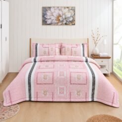 Blush Pink Floral Medallion King Size Quilted Bedspread Set