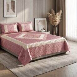 Dusty Rose Quilted Velvet Bridal Bedspread Set King Size