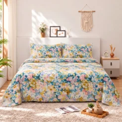 Pastel Multicolor Floral Cotton Printed Bedsheet